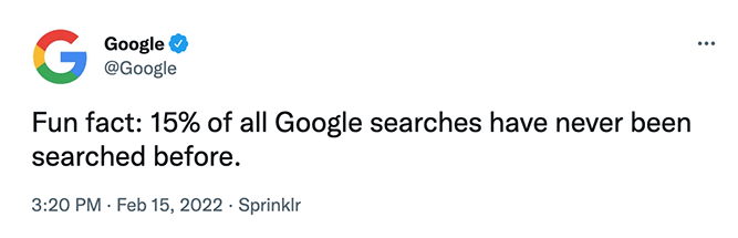 Google Search: 15% of searches are new