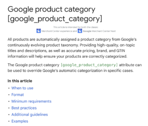 google product taxonomy