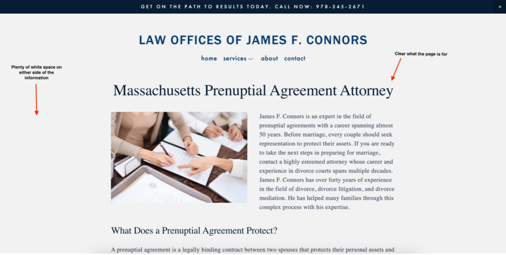 Law Offices of James F. Connors Landing Page