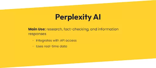 Perplexity AI Graphic on uses for the search engine